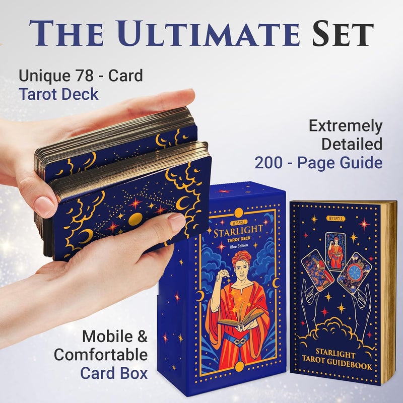 Wyspell Tarot Cards: Starlight Tarot Deck with Guide Book - Unique Tarot Card Deck for Beginners - Modern Fortune Telling Cards (Blue) - Image 2
